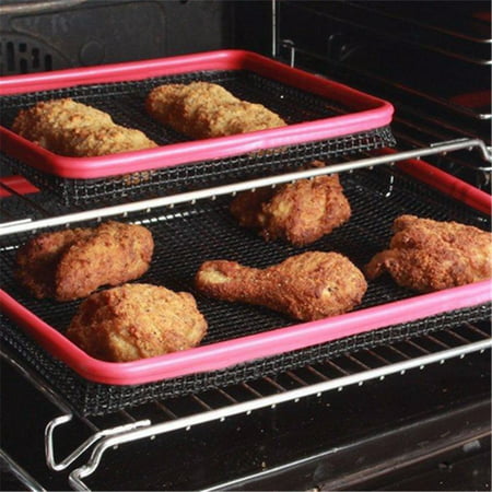 Home Oven Baking Crisper Quick Chip Mesh Tray Basket Grilling Pan Sheet